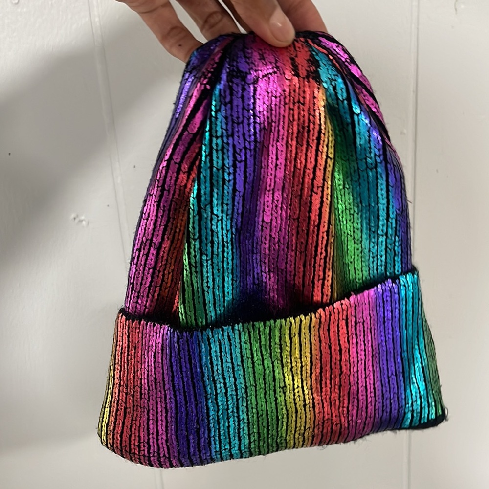 Rainbow shiny beanie